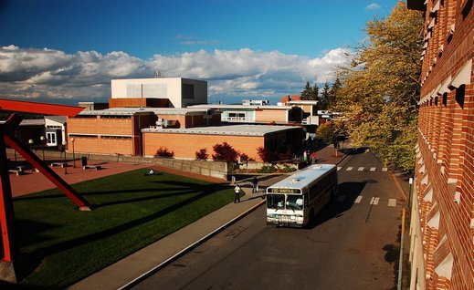 Bus and VU from lib balcony